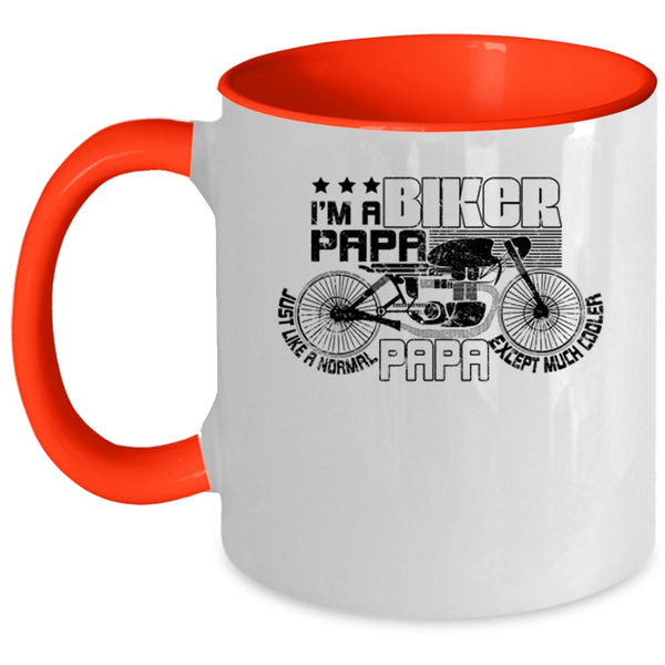 Awesome Biker Papa Coffee Mug, I'm A Biker Papa Accent Mug