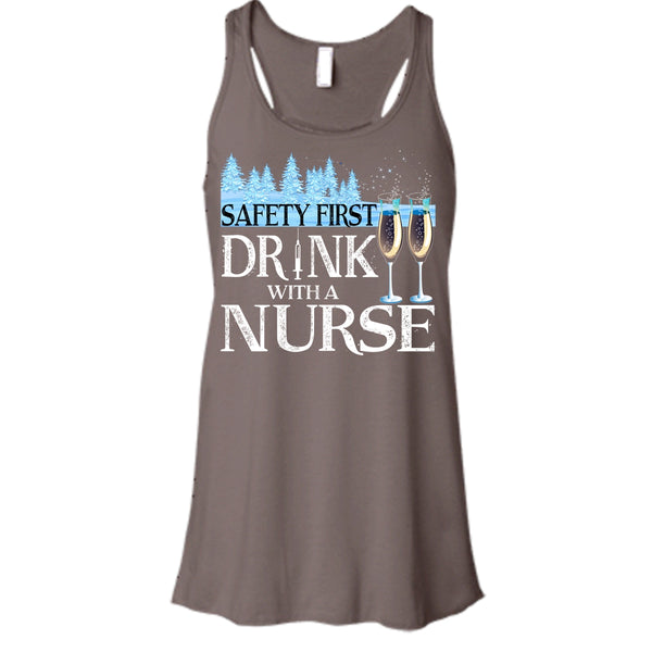 Safety First Drink With A Nurse T Shirt, Nurse Merry Christmas T Shirt, Cool T Shirt