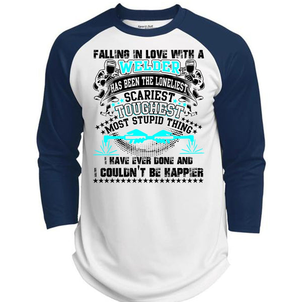 Falling In Love With A Welder T Shirt, I Love Welding T Shirt, Awesome T-Shirts  (Polyester Game Baseball Jersey)