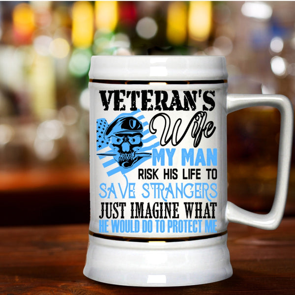 I Love My Veteran Beer Stein 22oz, Veteran's Wife Beer Mug
