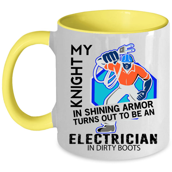 Cool Job Coffee Mug, To Be An Electrician In Dirty Boots Accent Mug