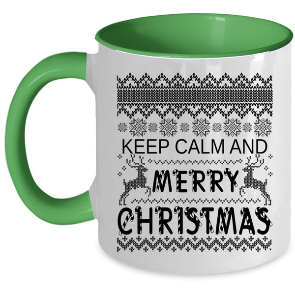 Cute Christmas Coffee Mug, Keep Calm And Merry Christmas Accent Mug