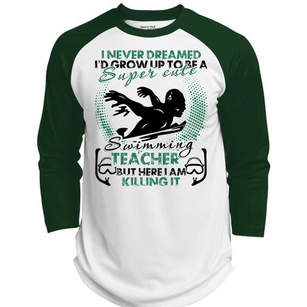 Cute Swimming Teacher T Shirt, I Love Swimming T Shirt, Awesome T-Shirts  (Polyester Game Baseball Jersey)