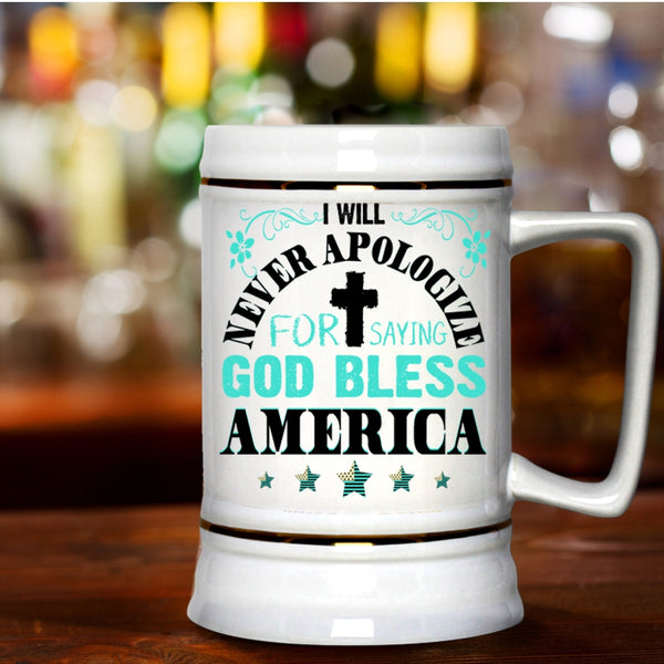 Cool Gift For American Beer Stein 22oz, God Bless America Beer Mug