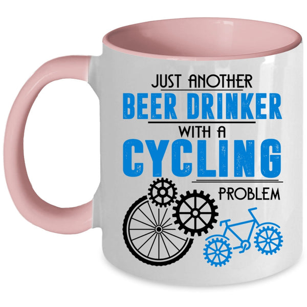 Cool Beer Drinker Coffee Mug, Beer Drinker With A Cycling Problem Accent Mug