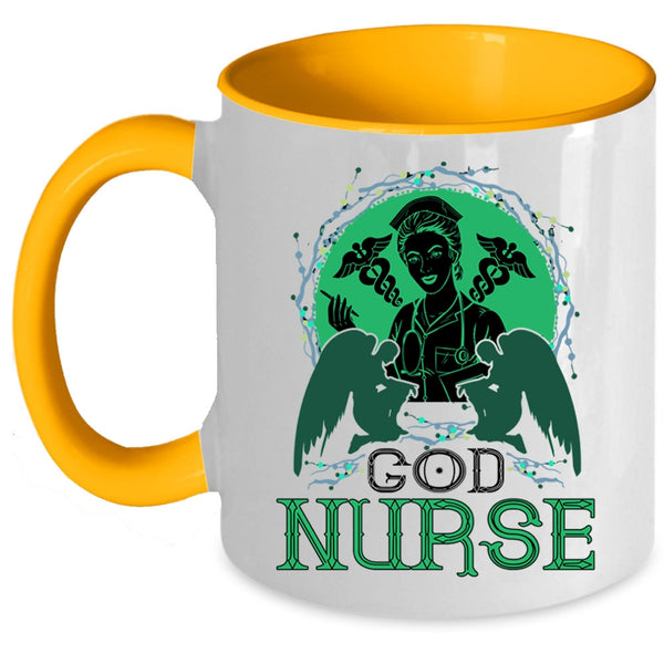 Cute Gift For Nurses Coffee Mug, God Nurse Accent Mug