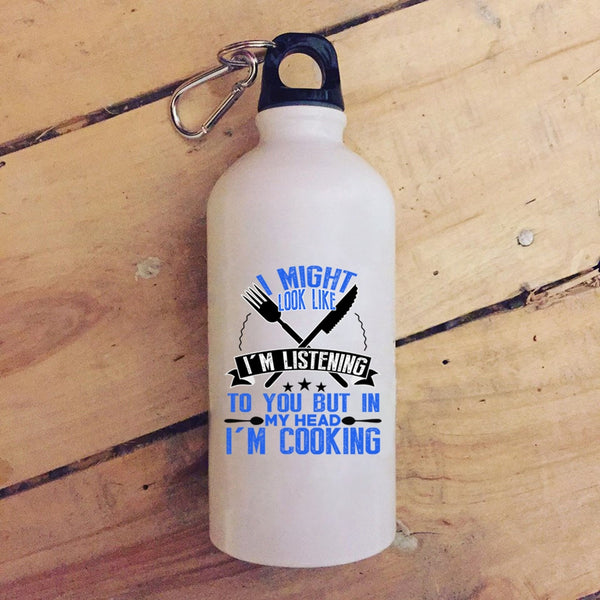 In My Head I'm Cooking 20 oz Stainless Steel Bottle,Funny Gift For Chefs Outdoor Sports Water Bottle