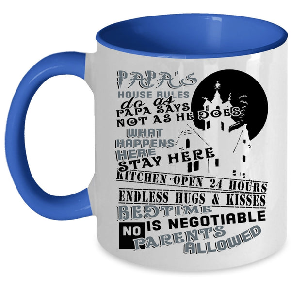 Gift For Father's Day Coffee Mug, Papa's House Rules Accent Mug