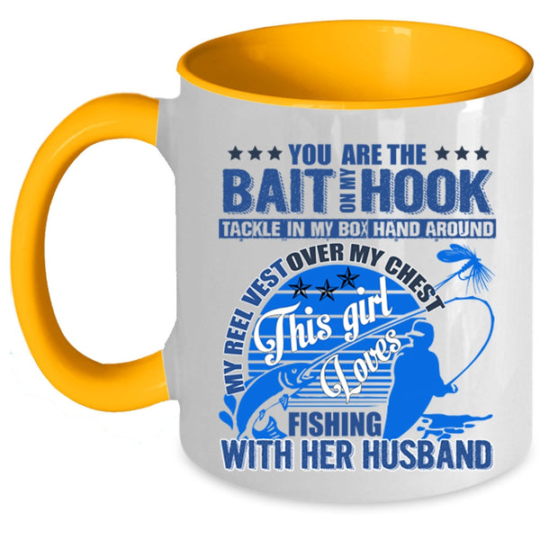 Pretty Girls Coffee Mug, This Girl Loves Fishing With Her Husband Accent Mug