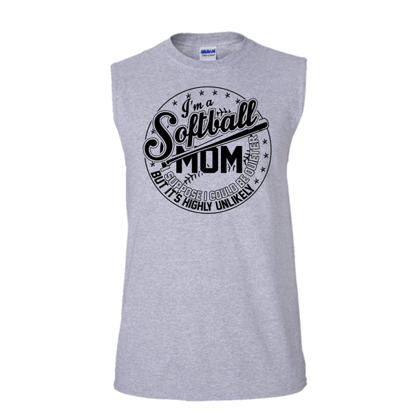 I'm A Softball Mom T Shirt, Sporty Mom Tank Top (Men's Cotton Sleeveless)