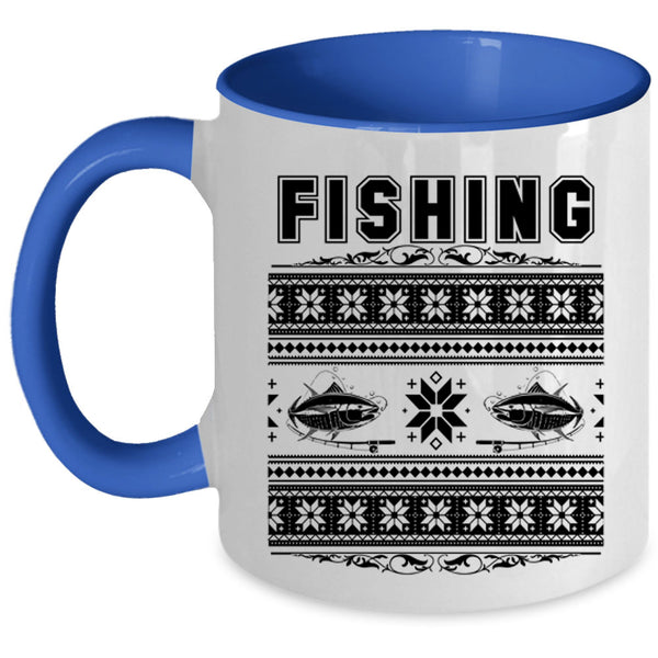 Funny Christmas Coffee Mug, Cool Fishing Accent Mug