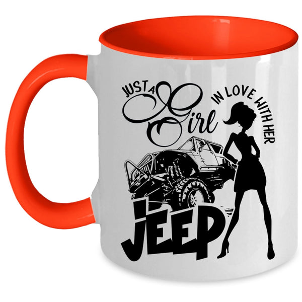 Beautiful Girls Coffee Mug, Just A Girl In Love With Her Jeep Accent Mug