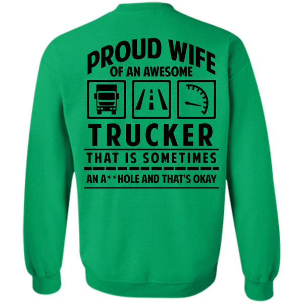I Love Trucker T Shirt, Proud Wife Of An Awesome Trucker Sweatshirt