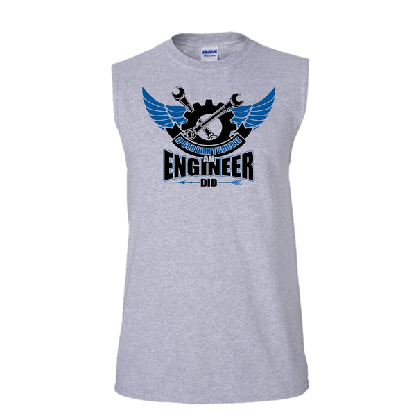 If God Didin't Build It T Shirt, Coolest Engineer Tank Top (Men's Cotton Sleeveless)