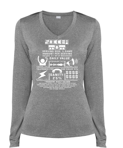 Soccer Mom T Shirt, I Love Soccer T Shirt, Mother's Day T Shirt (Ladies LS Heather V-Neck)