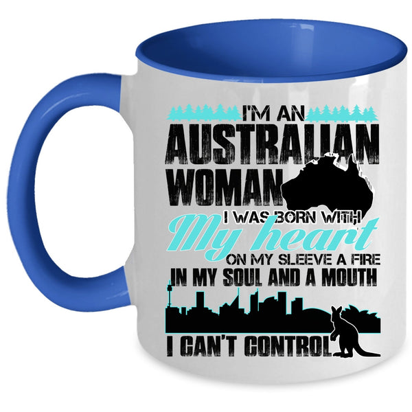 I Was Born With My Heart Coffee Mug, I'm An Australian Woman Accent Mug