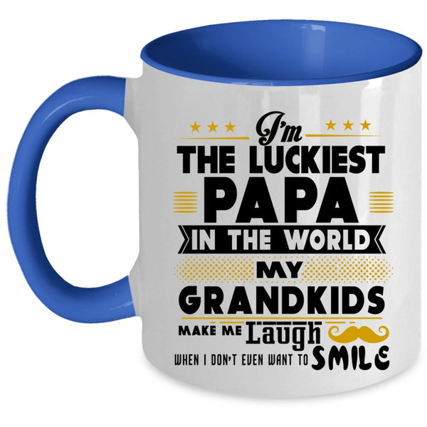 My Grandkids Make Me Laugh Coffee Mug, I'm The Luckiest Papa In The World Accent Mug