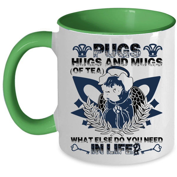 Cute Pug Lovers Coffee Mug, Pugs Hugs And Mugs Of Tea Accent Mug