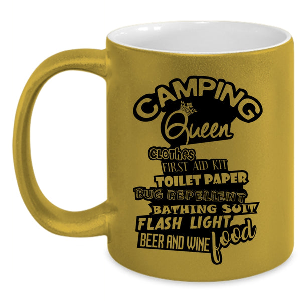 Beer And Wine Coffee Mug, Camping Queen Accent Mug