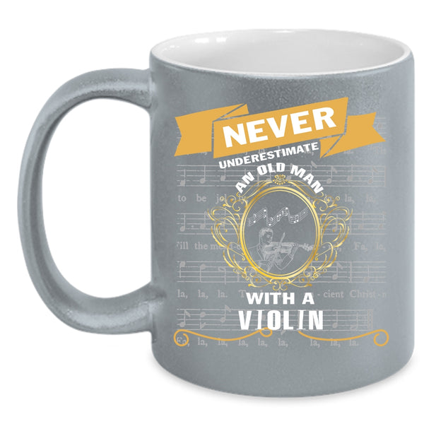 An Old Man With A Violin Coffee Mug, Cool Grandfather Coffee Cup
