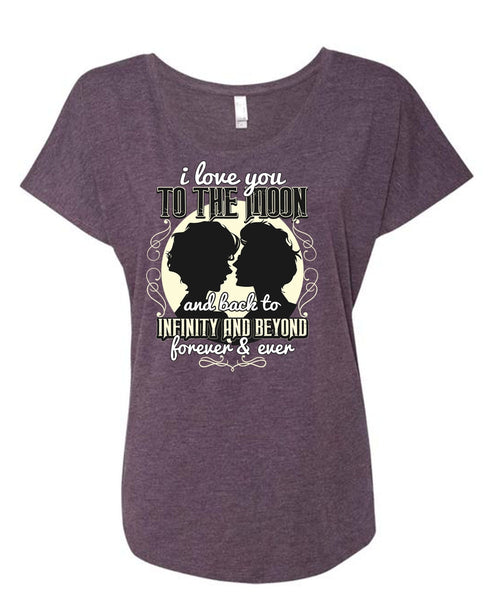 I Love You To The Moon And Back T Shirt, Being A Husband T Shirt, Cool Shirt (Ladies' Triblend Dolman Sleeve)