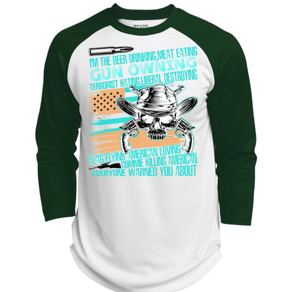 Meat Eating Gun Owning T Shirt, I Love Veteran T Shirt, Awesome T-Shirts  (Polyester Game Baseball Jersey)