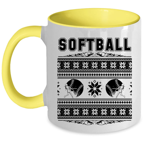 Xmas Gift For Softball Player Coffee Mug, Softball Accent Mug