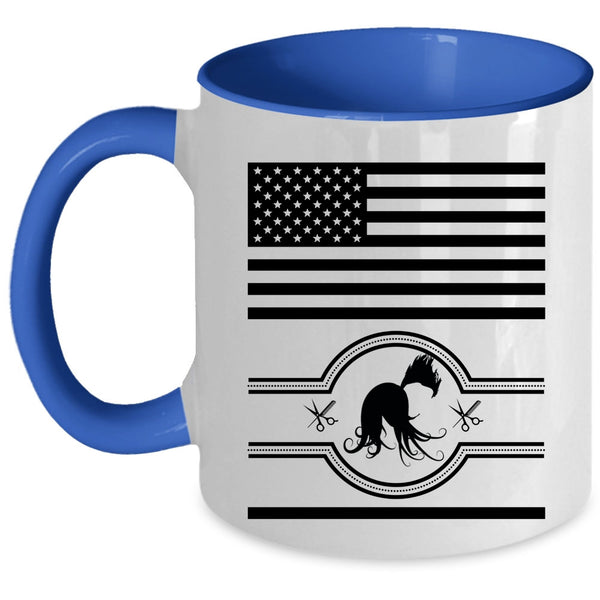 Cool American Flag Coffee Mug, Cool Hairstylist Accent Mug