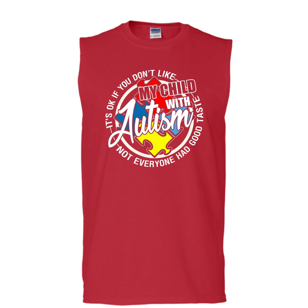 My Child With Autism T Shirt, I'm A Autism Mom Tank Top (Men's Cotton Sleeveless)