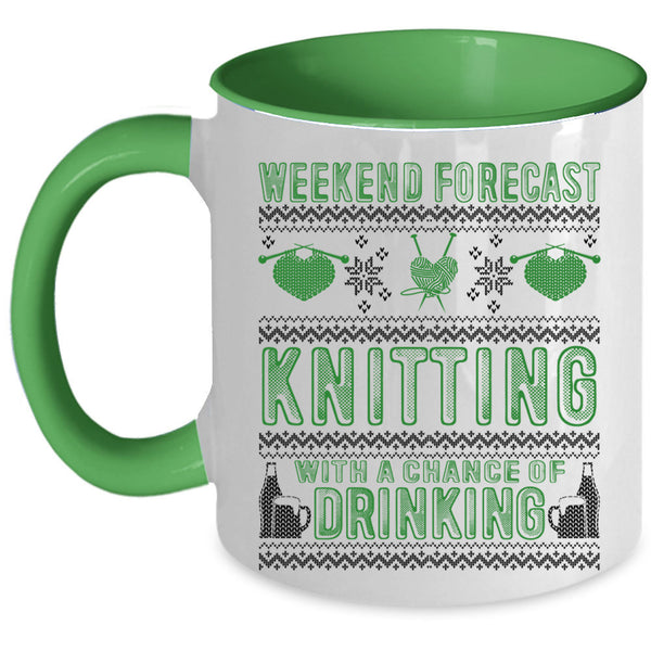 Chance Of Drinking Coffee Mug, Weekend Forecast Knitting Accent Mug