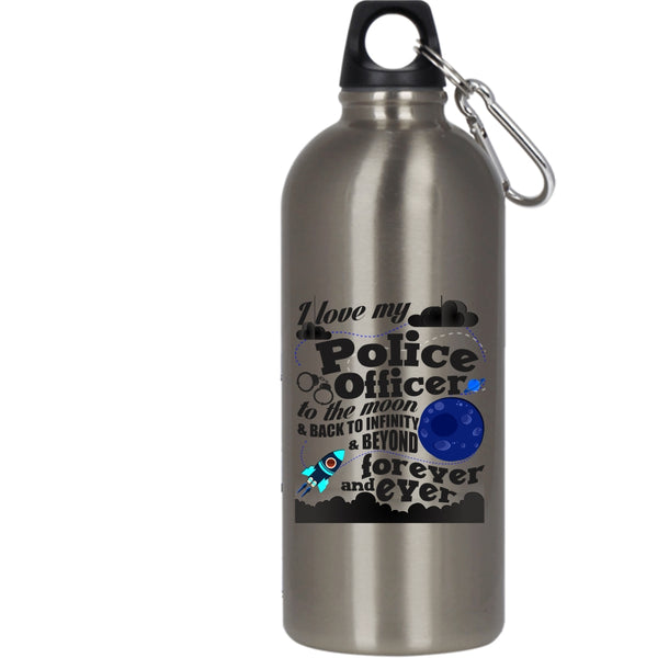 I Love My Police Officer To The Moon And Back 20 oz Stainless Steel Bottle,Cool Couple Outdoor Sports Water Bottle
