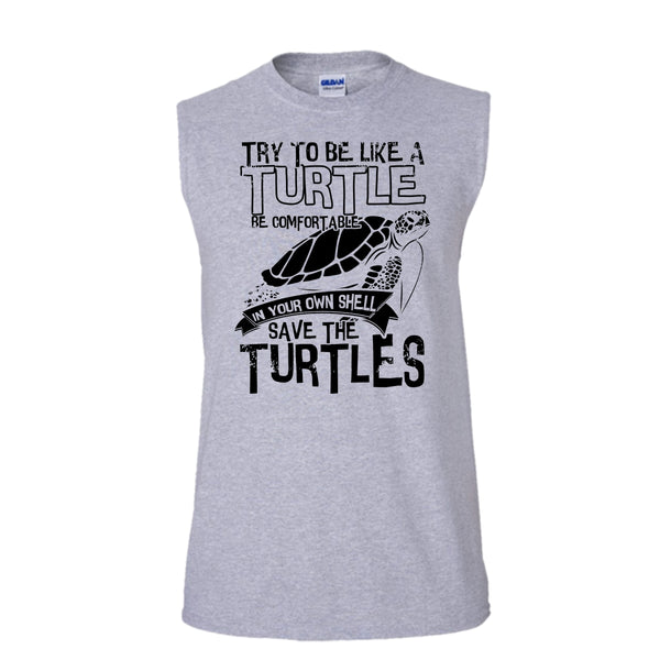 Try To Be Like A Turtle T Shirt, Coolest Turtle T Shirt, Awesome t-shirts (Men's Cotton Sleeveless)