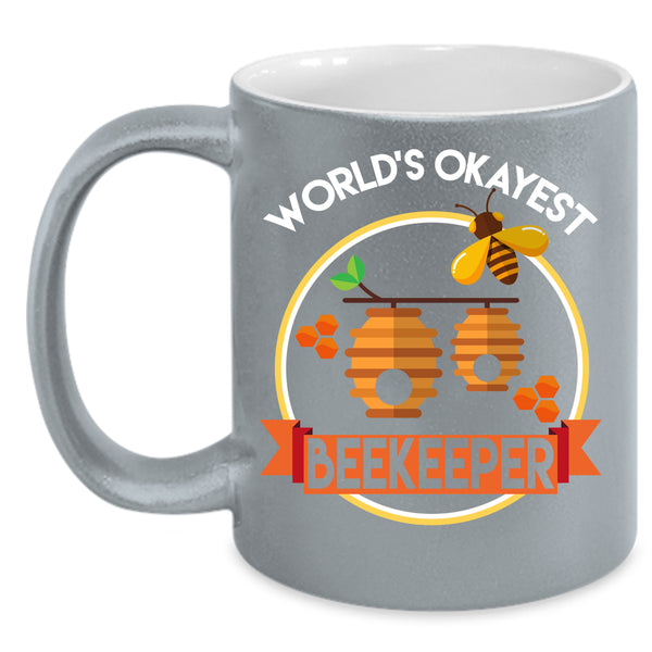 World's Okayest Beekeeper Coffee Mug, Cute Beekeeper Coffee Cup