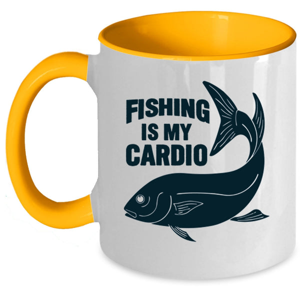 Funny Gift For Fisher Coffee Mug, Fishing Is My Cardio Accent Mug