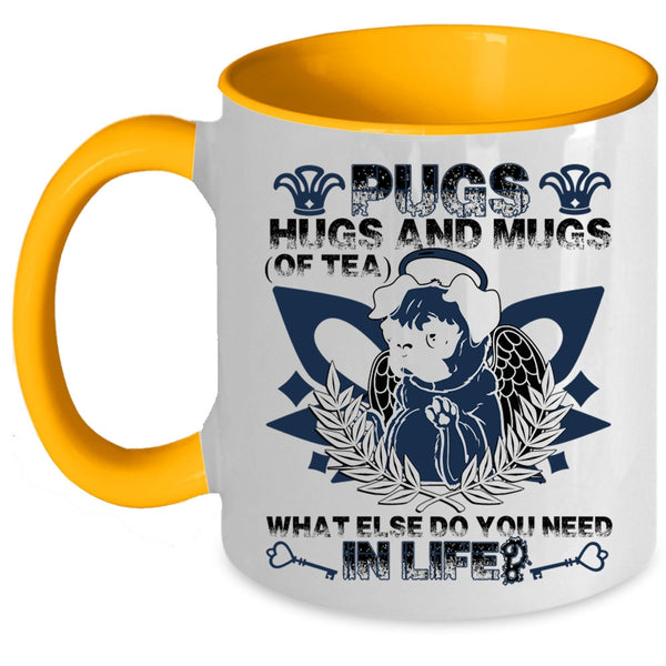 Cute Pug Lovers Coffee Mug, Pugs Hugs And Mugs Of Tea Accent Mug