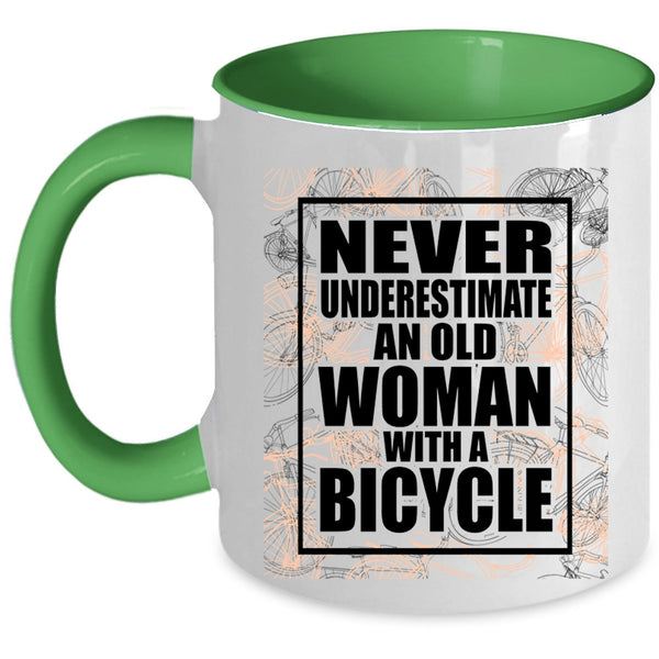 Funny Grandmas Coffee Mug, An Old Woman With A Bicycle Accent Mug