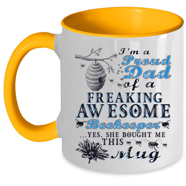 Beekeeper's Dad Coffee Mug, Proud Dad Of An Awesome Beekeeper Accent Mug