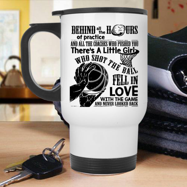 Cool Basketball Travel Mug, Little Girl Shot The Ball Fell In Love Mug