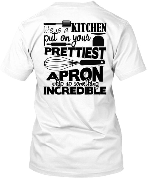 A black t-shirt with the shopify logo