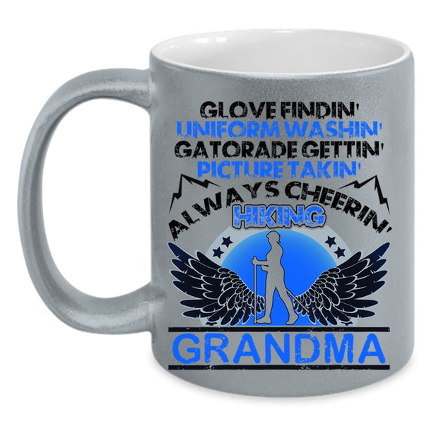 Always Cheering Hiking Grandma Coffee Mug, Glove Finding Picture Taking Accent Mug