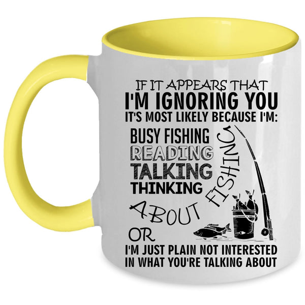 Talking About Fishing Coffee Mug, Reading About Fishing Accent Mug