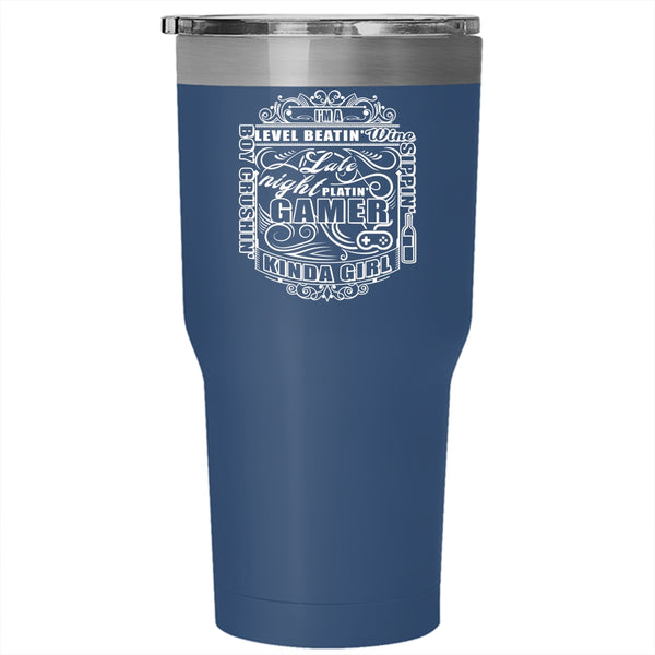 I'm A Gamer Kinda Girl Tumbler 30 oz Stainless Steel, Awesome Girls Travel Mug