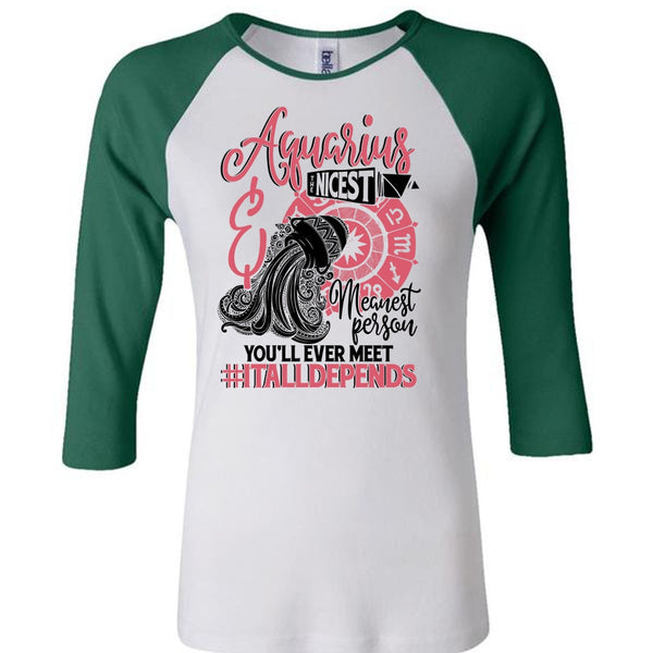 Aquarius Nicest Meanest Person T Shirt, I Love Aquarius T Shirt, Awesome T-Shirts