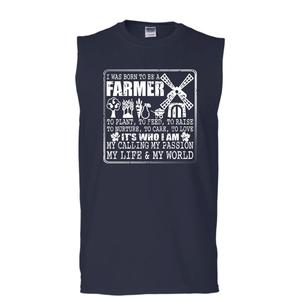 Born To Be A Farmer T Shirt, My Life And My World T Shirt, Cool T Shirt (Men's Cotton Sleeveless)