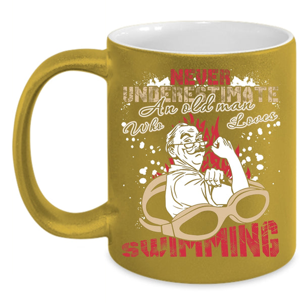 An Old Man Loves Swimming Coffee Mug, Awesome Grandpa Coffee Cup