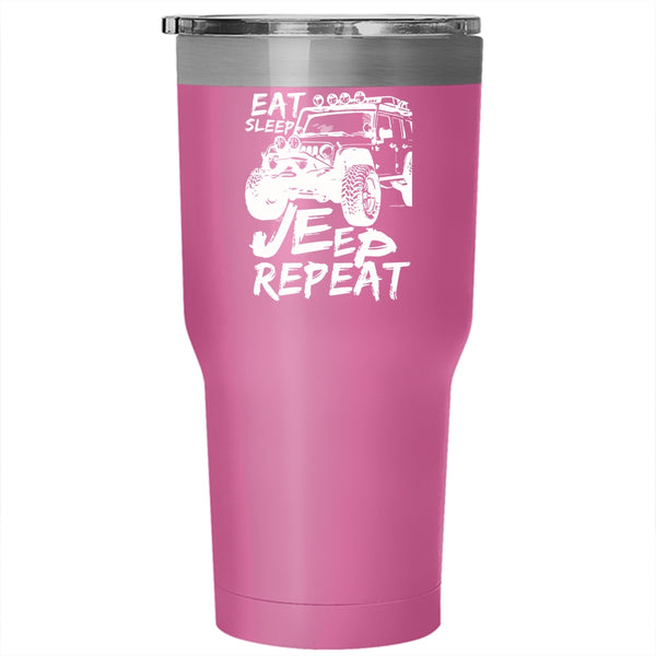 Eat Sleep Jeep Repeat Tumbler 30 oz Stainless Steel, I Love Jeeps Travel Mug