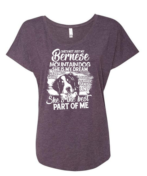 My Bernese Mountain Dog T Shirt, She Is My Dream T Shirt, Cool Shirt (Ladies' Triblend Dolman Sleeve)