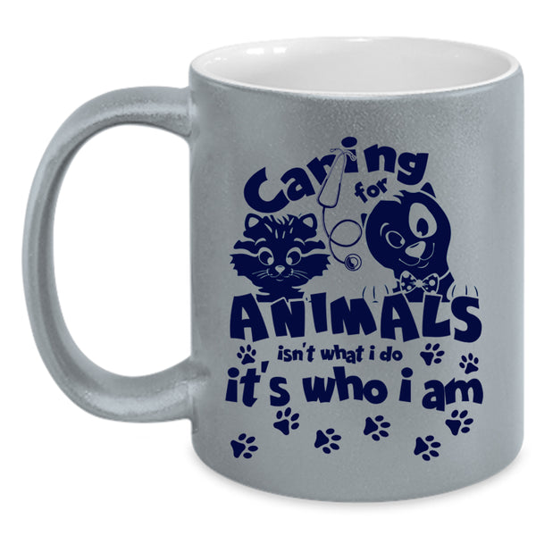 Cute Gift For Vet Tech Coffee Mug, Caring For Animals Accent Mug