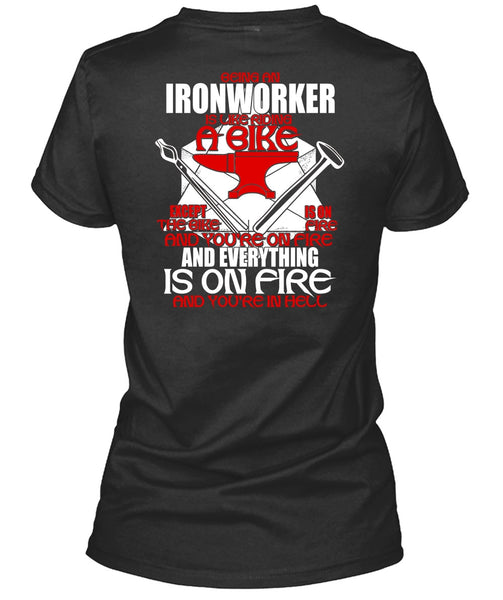 Being An Ironworker T Shirt, Like Riding A Bike T Shirt