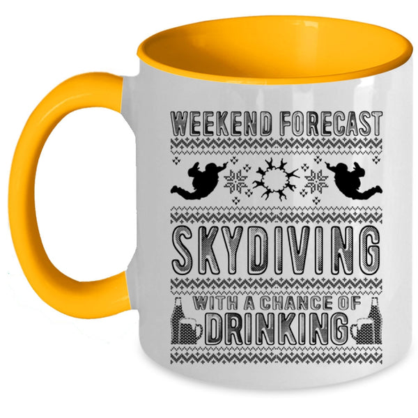 Christmas Gift For Skydiver Coffee Mug, Weekend Forecast Skydiving Accent Mug